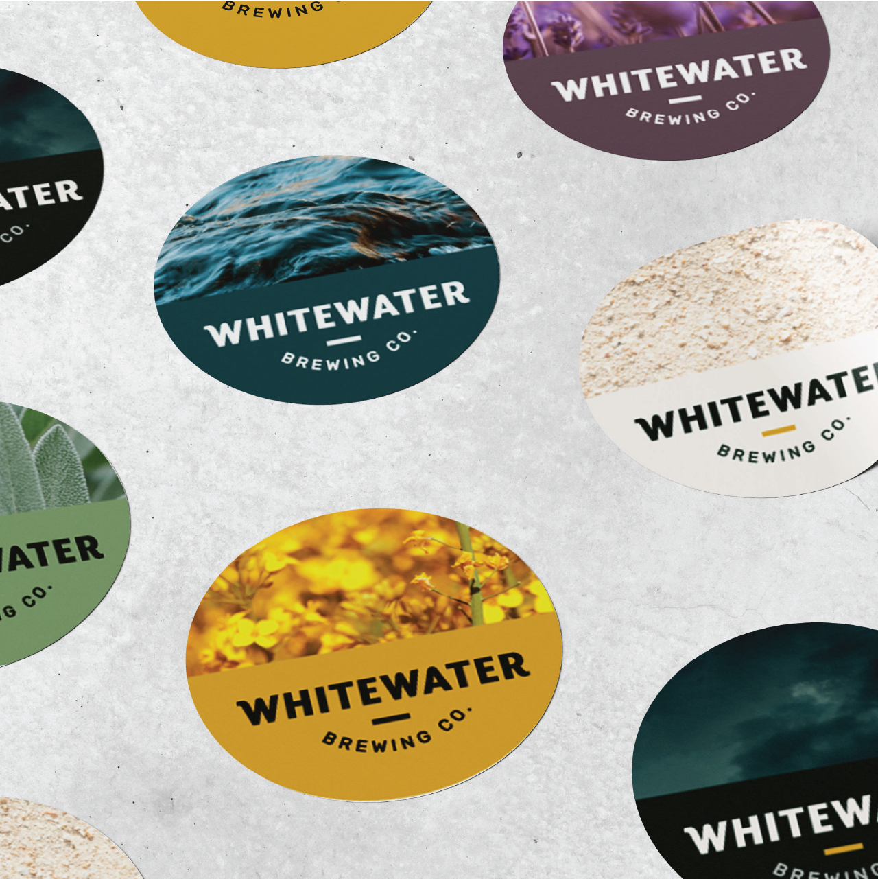 Whitewater sticker samples