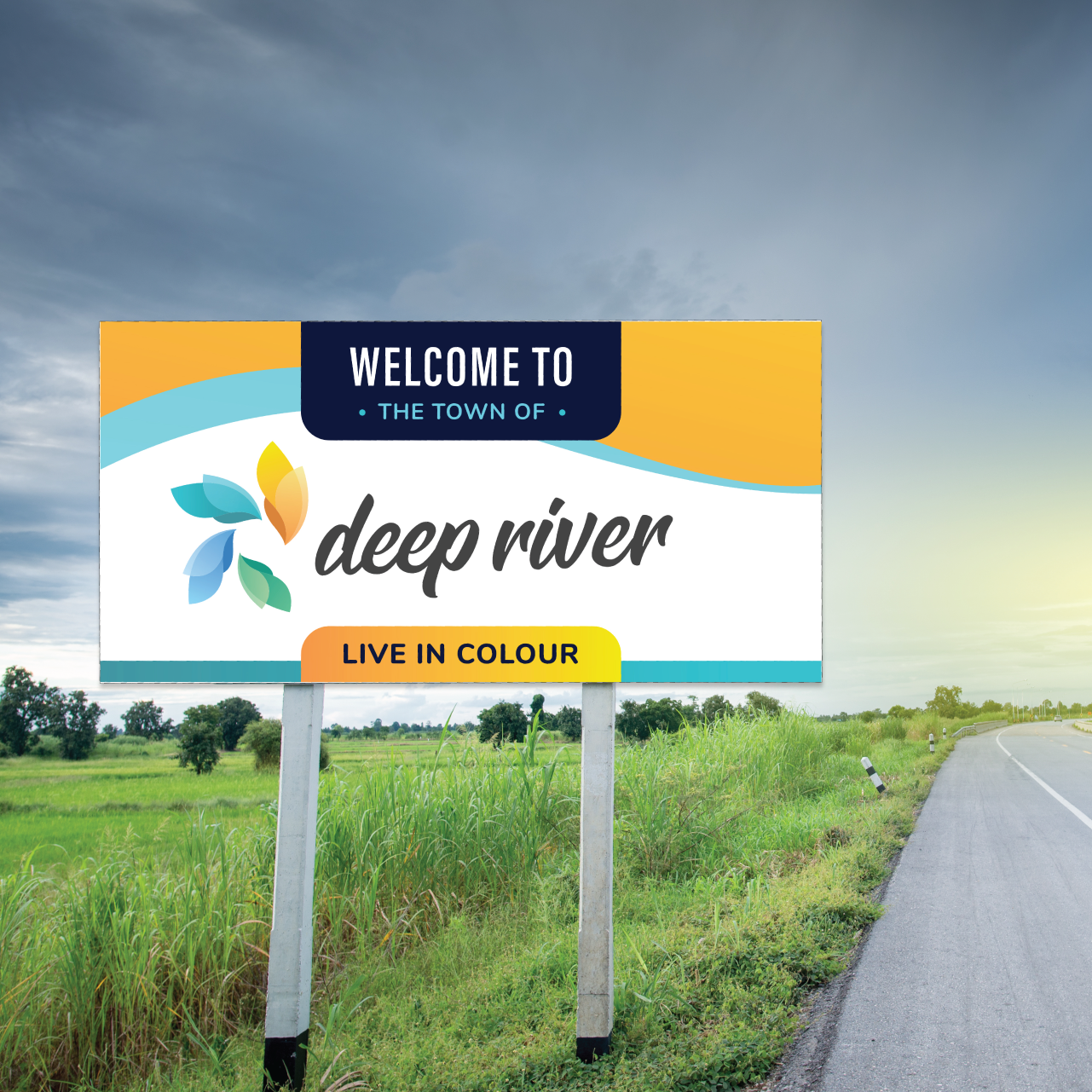 Welcome to deep river street sign