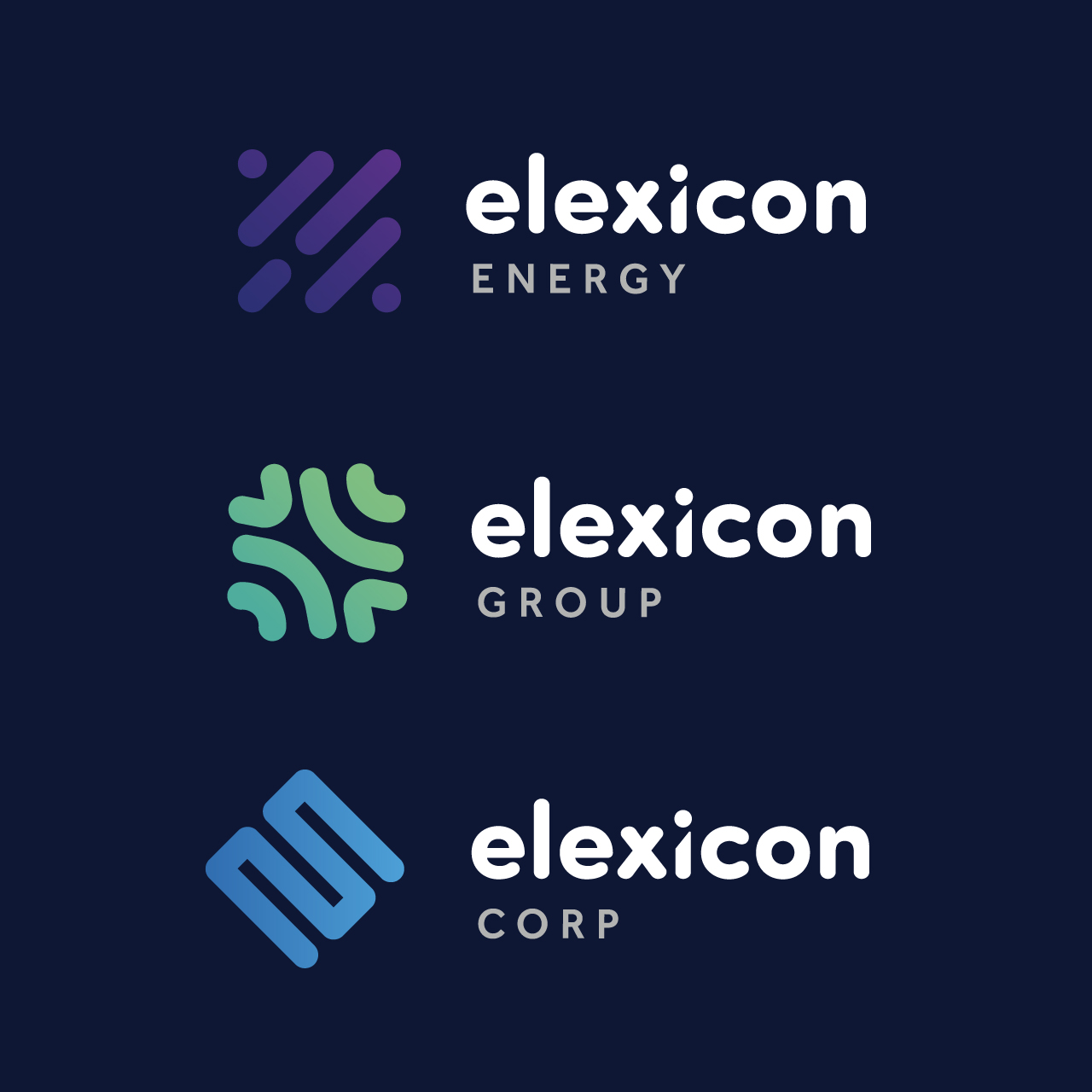 Elexicon branding for Elexicon Energy, Elexicon Group, and Elexicon Corp