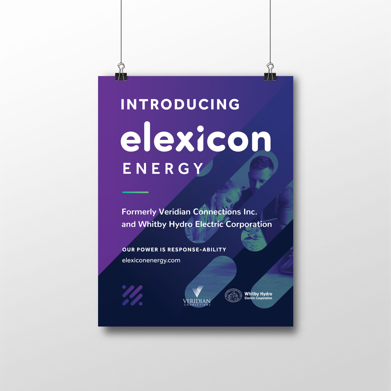 Elexicon branding displayed on a hanging sign