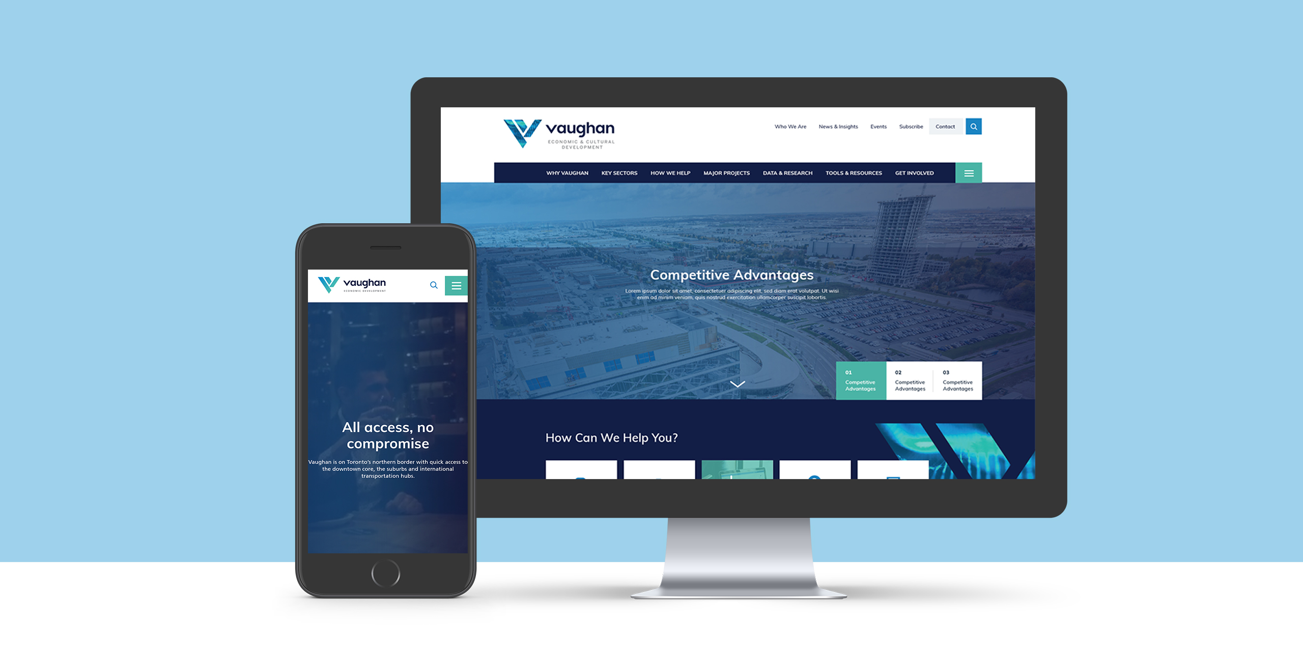 Vaughan Economic Development website on desktop and mobile device