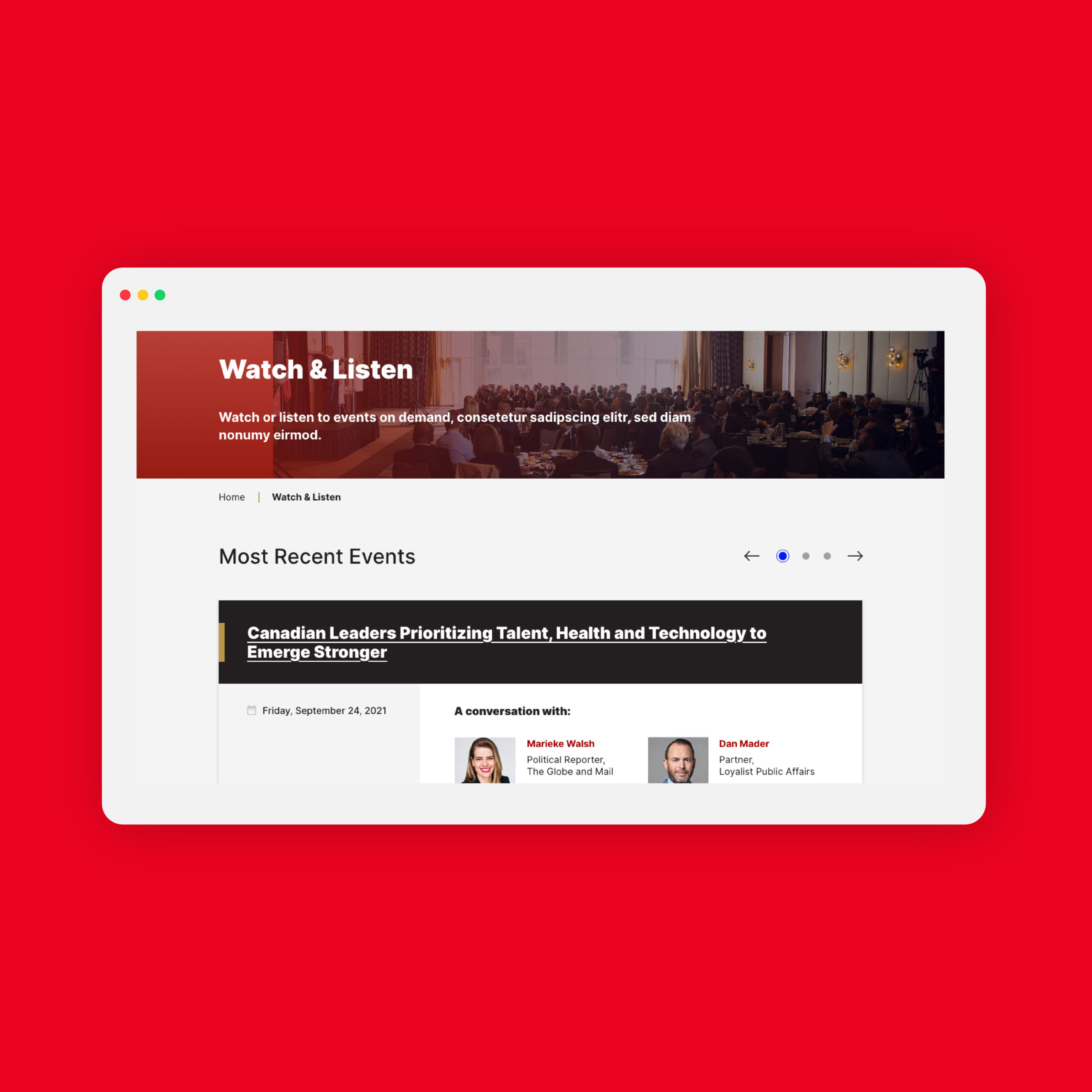 Empire Club of Canada's website events page