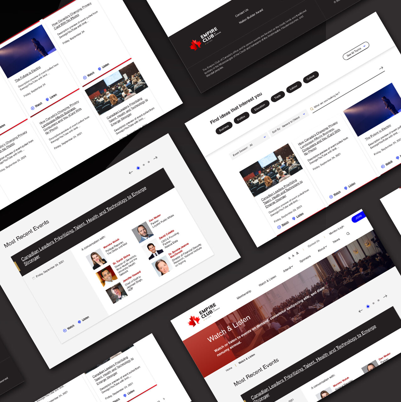 Collage of website landing pages