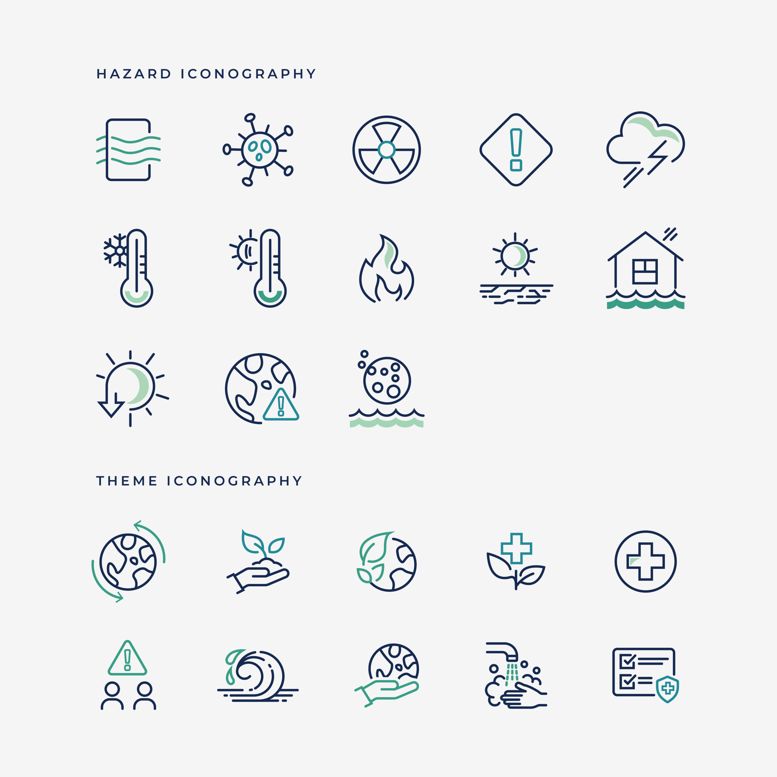 ClimaHealth hazard and theme iconography