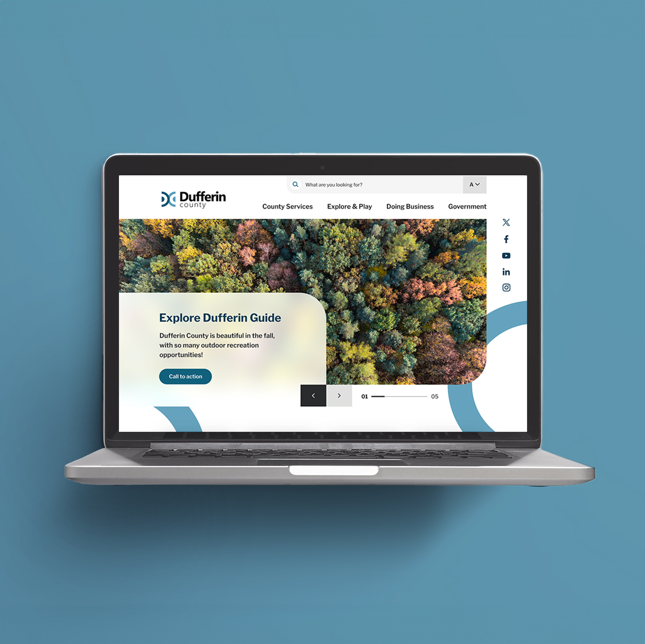 The homepage on the Dufferin County website invites users with quick links, local highlights, and easy navigation to key municipal services and resources.