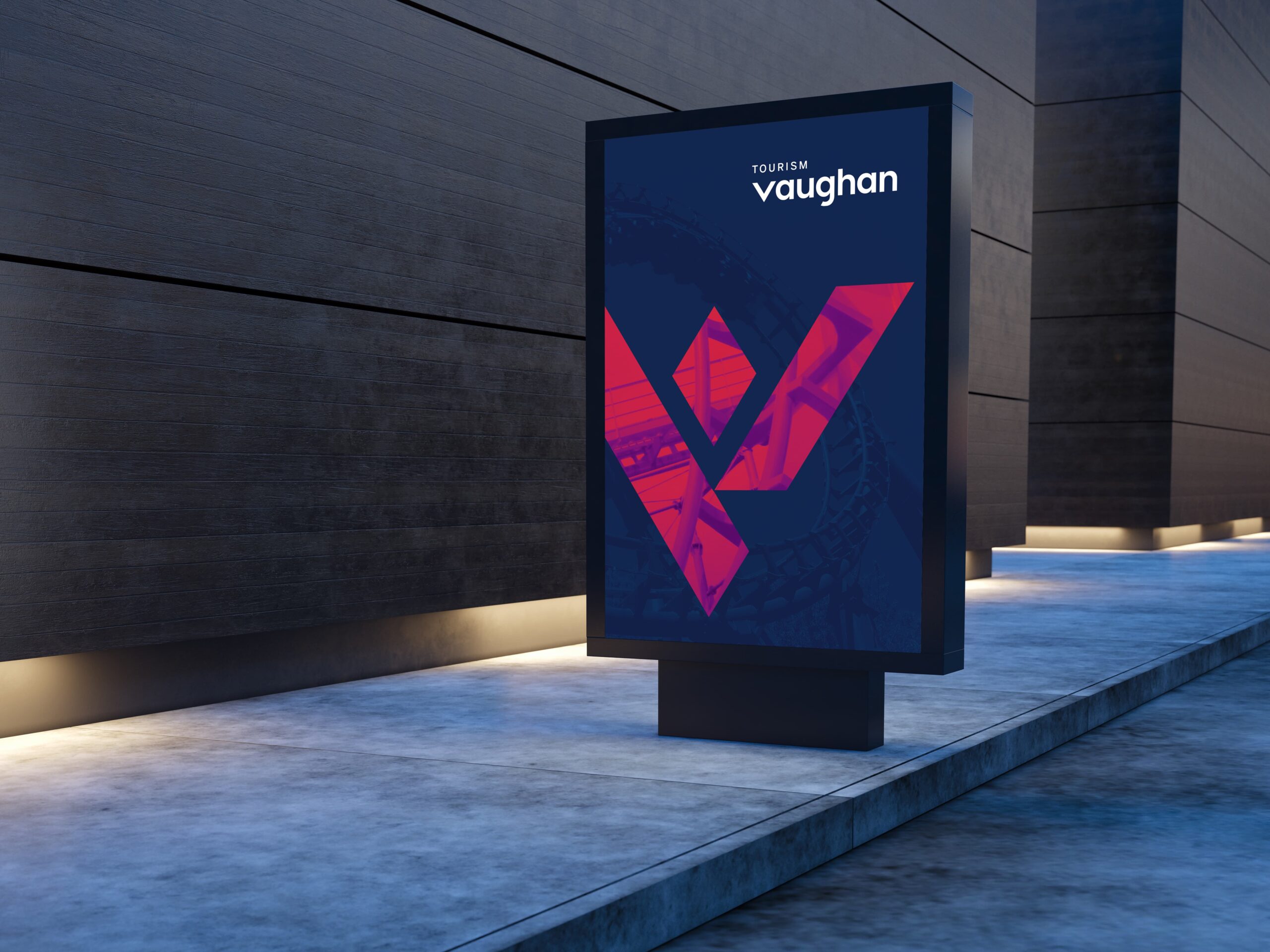 Toursim Vaughan logo mock up on sidewalk banner