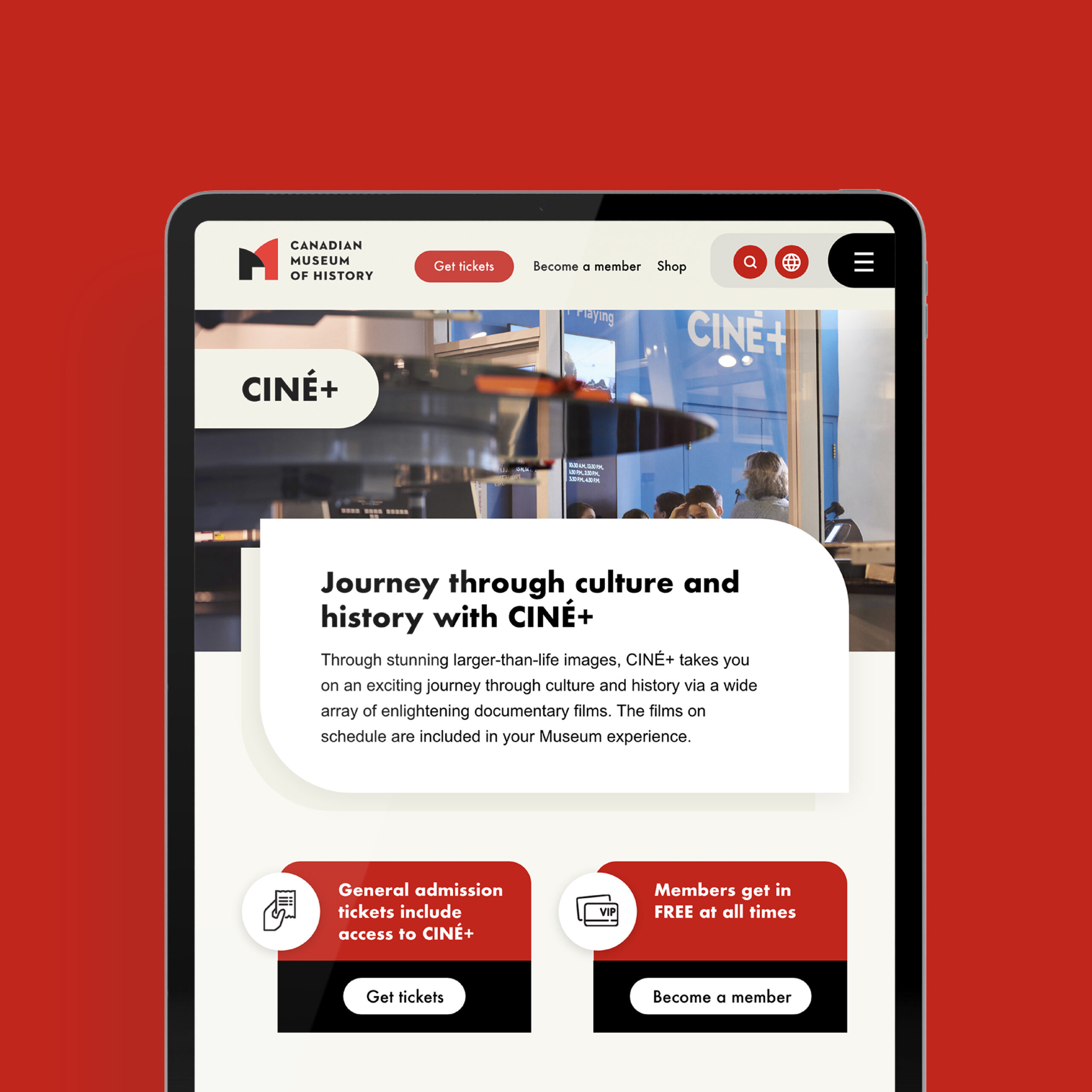Canadian Museum of History website mock up on tablet