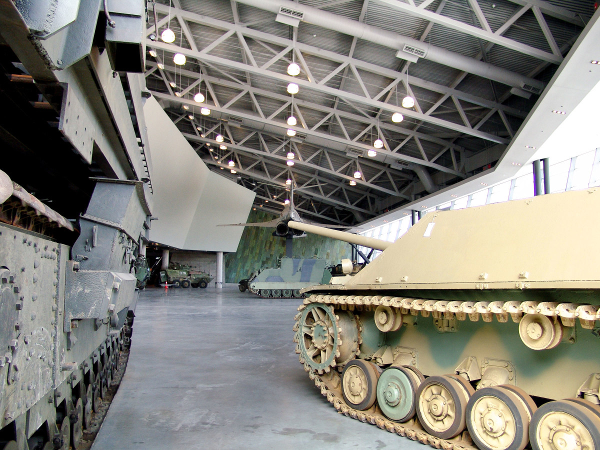 Room of army tanks