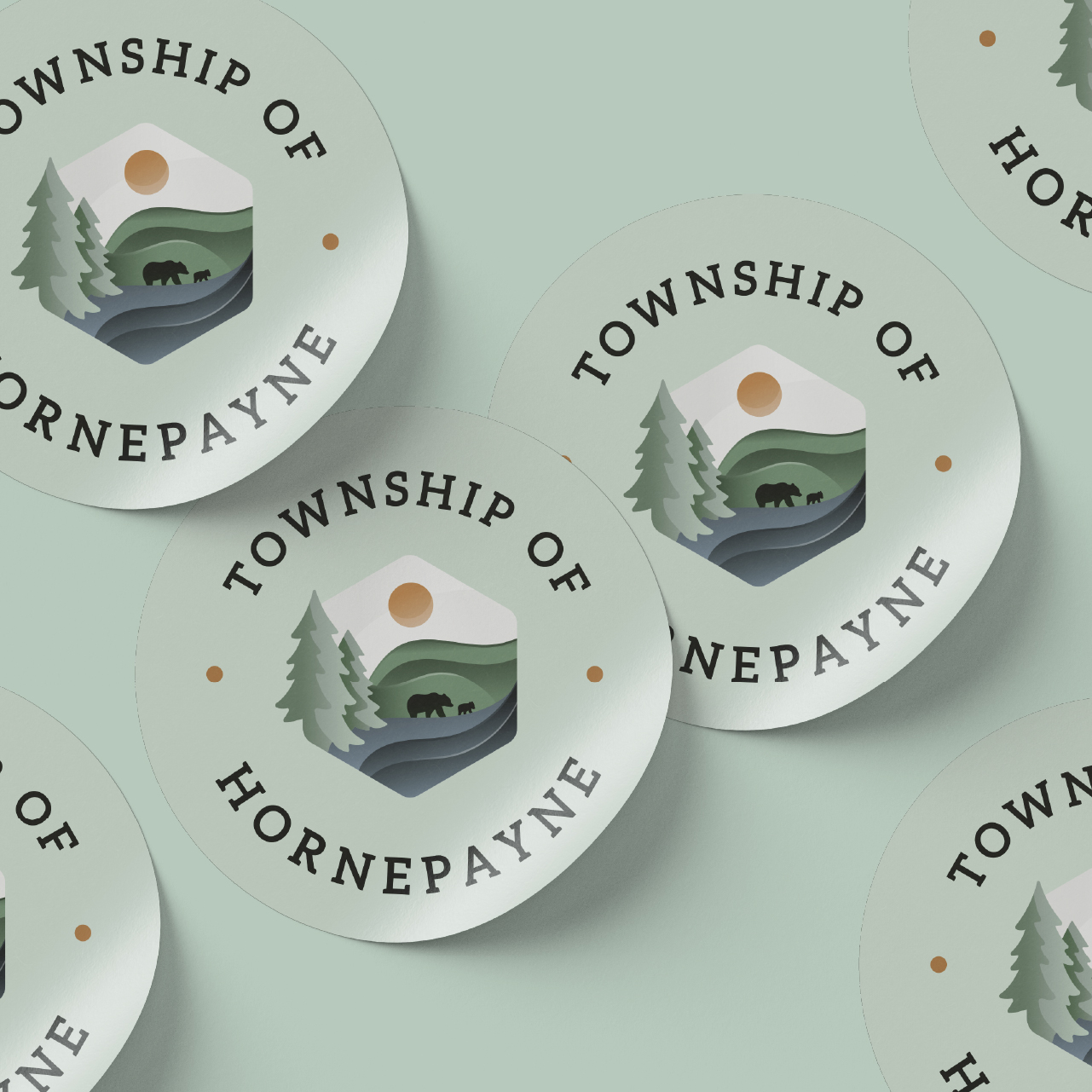 Hornepayne logo mock up on sticker