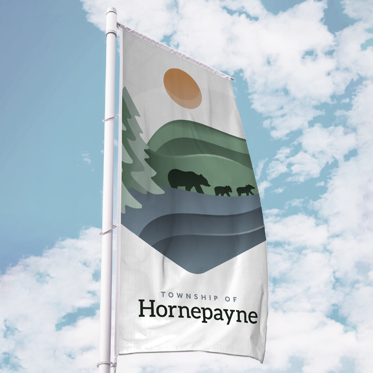 Hornepayne logo mock up on town flag