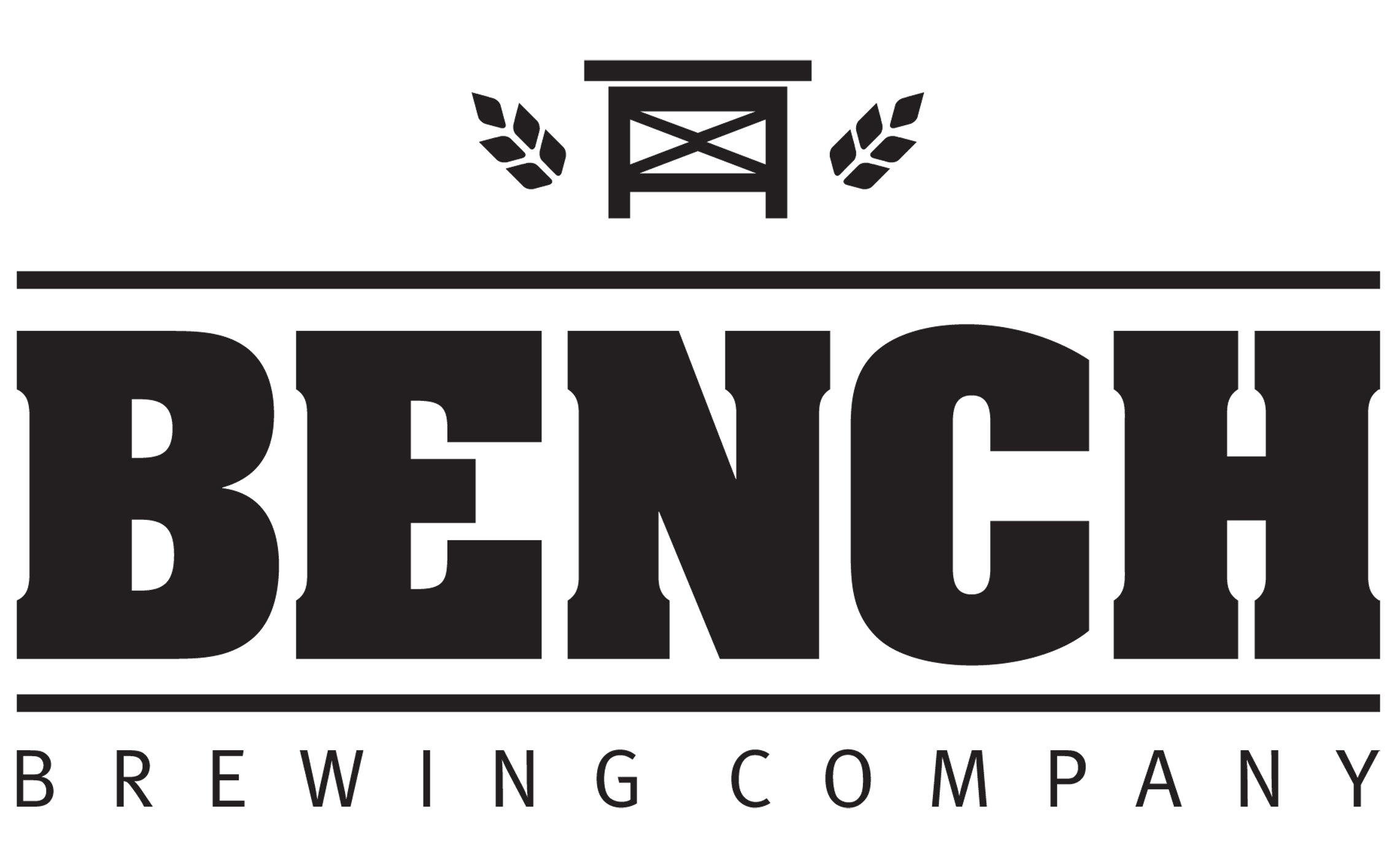 Bench Brewing Company logo with bold text and a bench icon flanked by two stylised wheat symbols above the name.