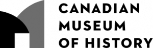 Canadian Museum of History logo with bold black geometric shapes and text on a light background.