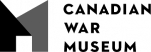 Canadian War Museum logo featuring a black and grey geometric design next to the museum name in bold uppercase letters.