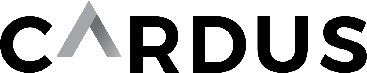 The word "CARDUS" in bold black letters, with the letter "A" stylised as two overlapping grey triangles.