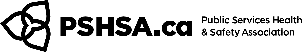 PSHSA.ca logo with a stylised abstract design and the text "Public Services Health & Safety Association.