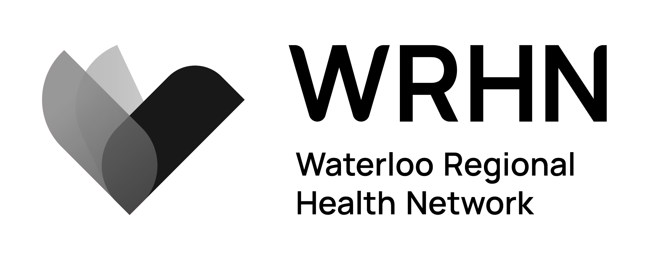 WRHN logo with overlapping heart shapes and text reading "Waterloo Regional Health Network" on a light background.