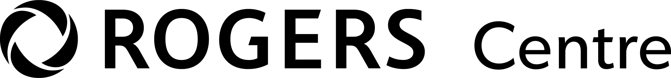 Rogers Centre logo in black text with a circular design on the left.