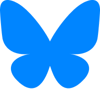 Solid blue butterfly silhouette on a light grey background.
