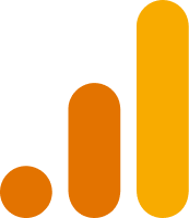 Three vertical bars in increasing height from left to right, coloured yellow, orange, and dark orange on a white background.