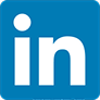 LinkedIn logo with white “in” on a blue square background.