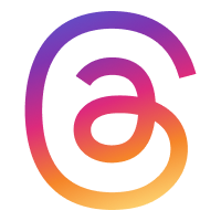 Threads app logo with a stylised ‘@’ symbol in a gradient of purple, pink, and orange on a light background.